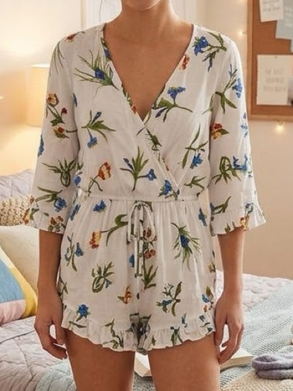 Piyama Harper White Wild Flower Pajama Romper SIZE XS